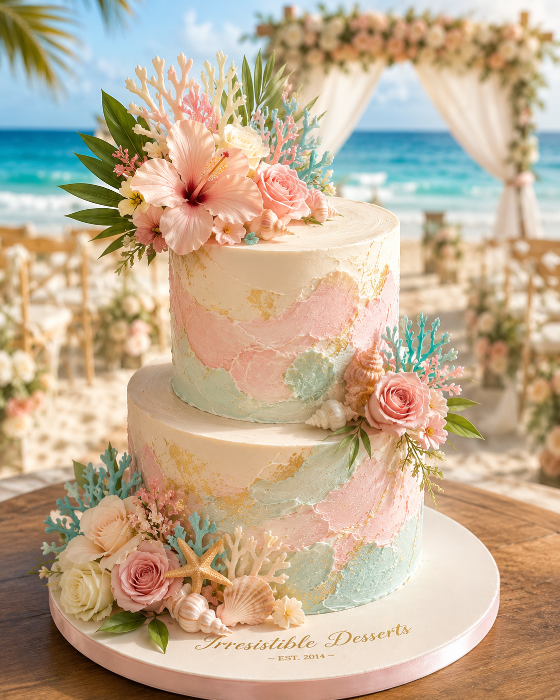 Caribbean reef inspired wedding cake